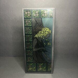 A Candle Hymn by Isaac Watts Floral Angel Bi Fold Double Panel Stained Glass 9"